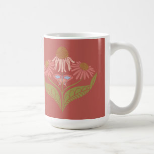 Mug Fleurs de cône Kansas 15 oz, rose, corail, vert