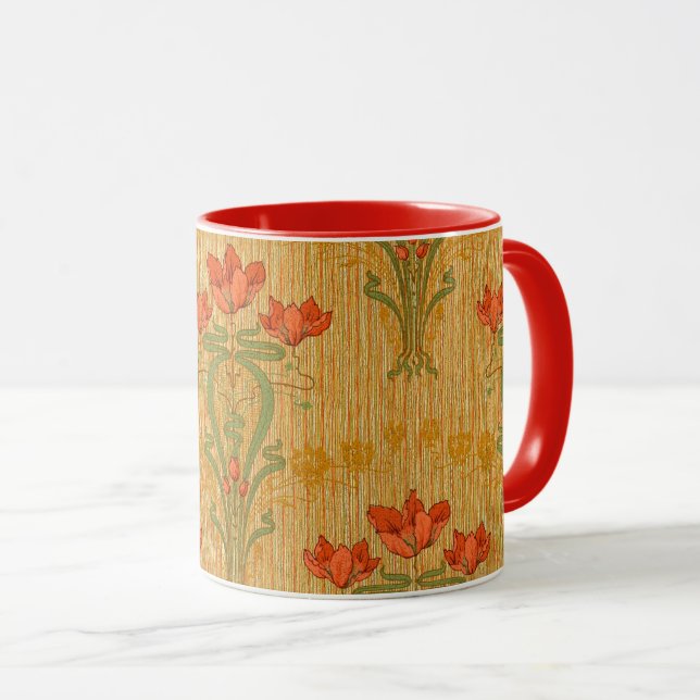 Mug Fleurs de coquelicot à fleurs florales et élégante (Devant droit)