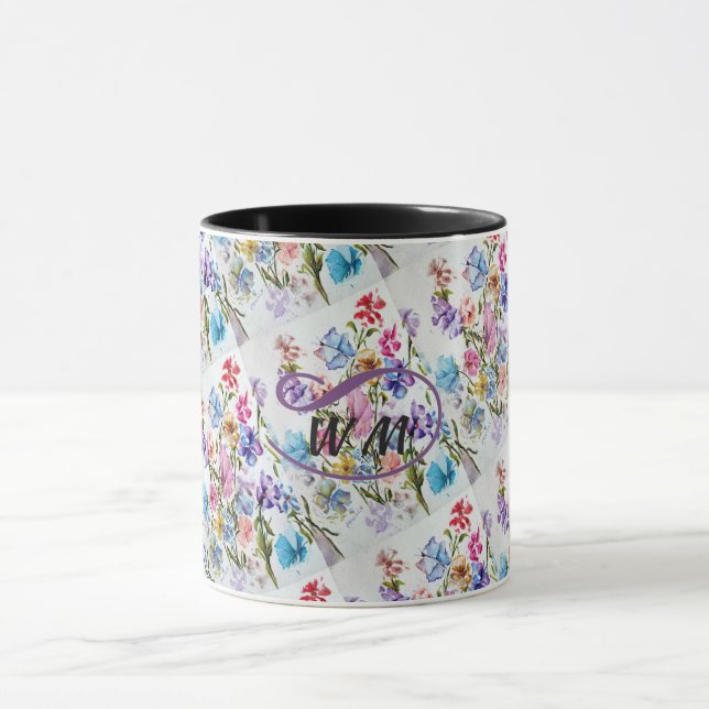 MUG FLEURS DE COULEUR D'EAU BLANC (Centre)