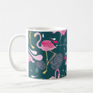 Mug Fleurs de Flamants roses : Graphisme foncé sans co