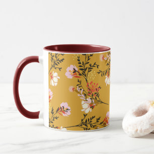 Mug Fleurs de fond jaune