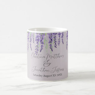 Mug Fleurs de glycine violette sur Lavande Élégante
