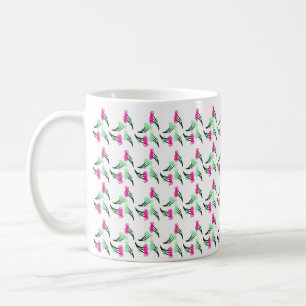Mug Fleurs de gribouillis rose Motif vert