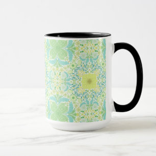Mug Fleurs de jardin rétro en vert et jaune