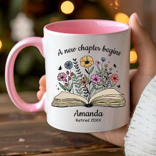 Mug Fleurs de livre ouvert mignonnes cadeau de retrait