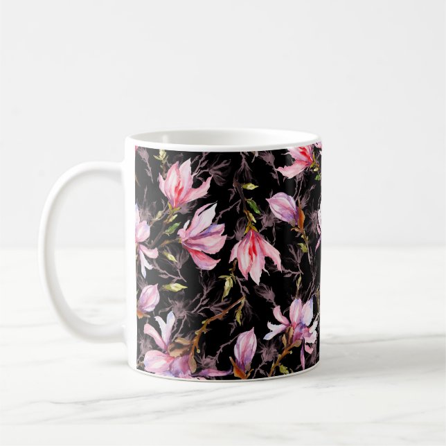 Mug Fleurs de magnolia rose sur une brindille motif (Gauche)