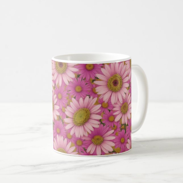 Mug Fleurs de marguerite rose (Devant droit)