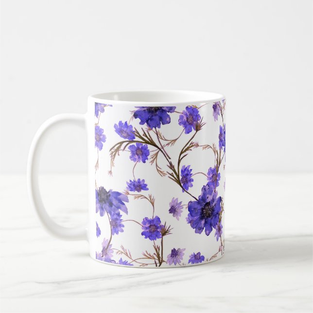 Mug Fleurs de Marigold, papier peint floral transparen (Gauche)