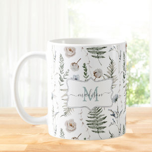 Mug Fleurs de monogrammes et Feuilles de fougères Bota