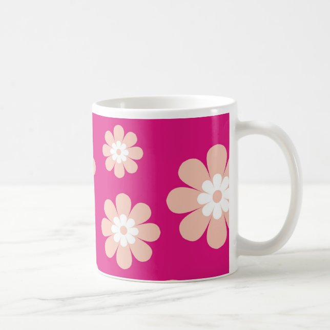Mug Fleurs de pêche de mod sur le rose (Droite)