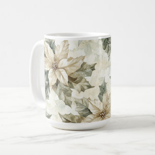 Mug Fleurs de Poinsettia crème