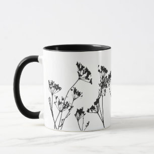 Mug Fleurs de prairie noir blanc moderne