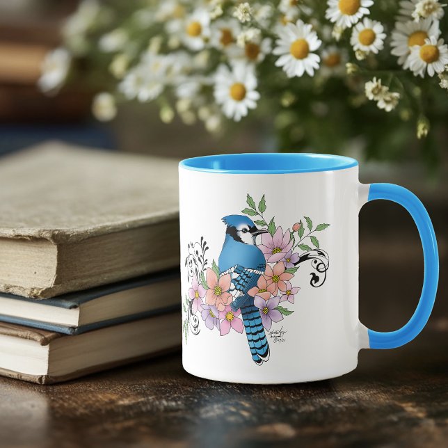 Mug Fleurs de printemps bleu Jay (Créateur téléchargé)