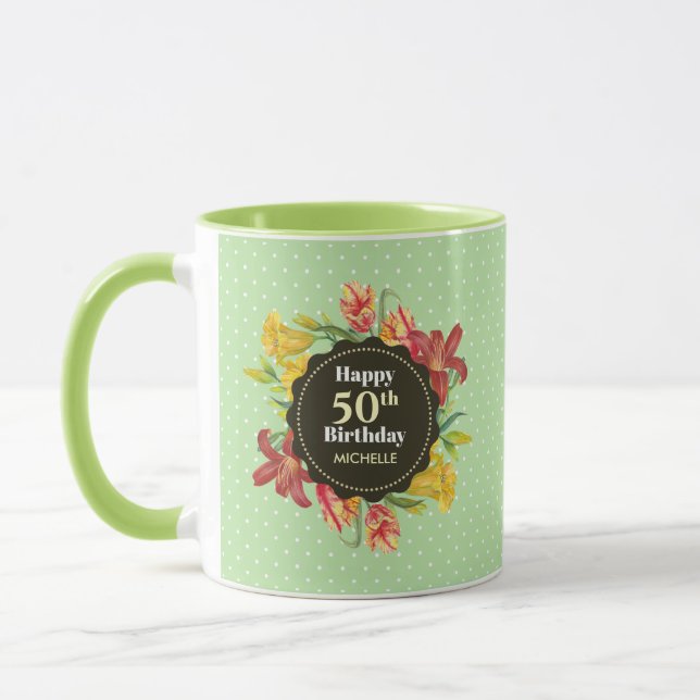 Mug Fleurs de printemps brillantes et vibrantes Wreath (Gauche)