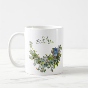 Mug Fleurs de printemps Oiseau Religieux Dieu Béni Vou