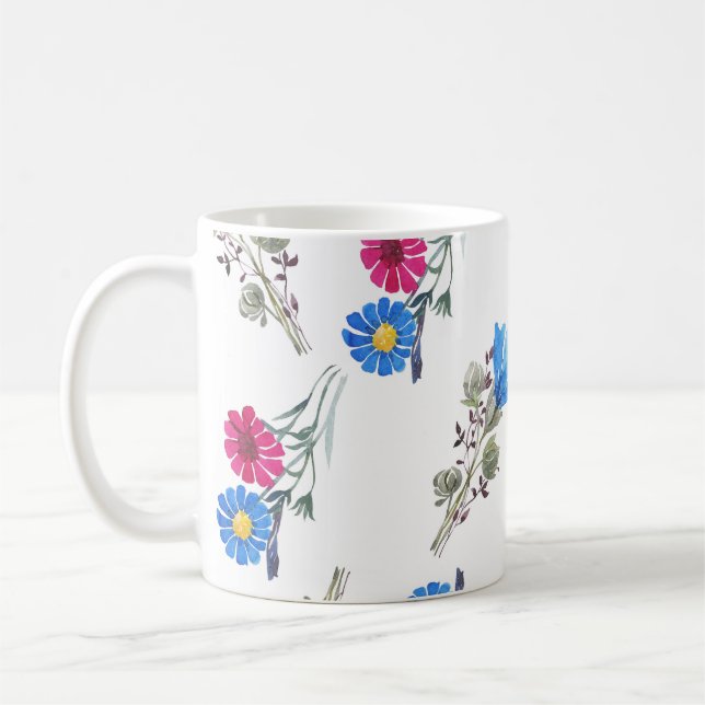 Mug Fleurs de printemps rose Aquarelle Botanique (Gauche)