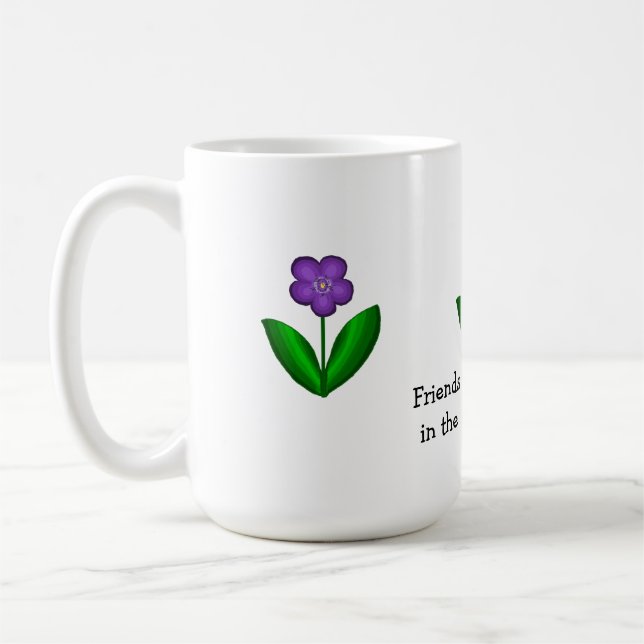 Mug Fleurs de printemps violettes avec message d'amiti (Gauche)