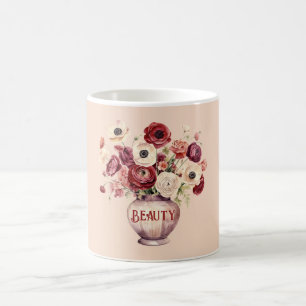 Mug Fleurs de Renoncule Rouge Crème