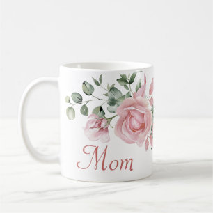 Mug Fleurs de roses roses personnalisées pour maman 