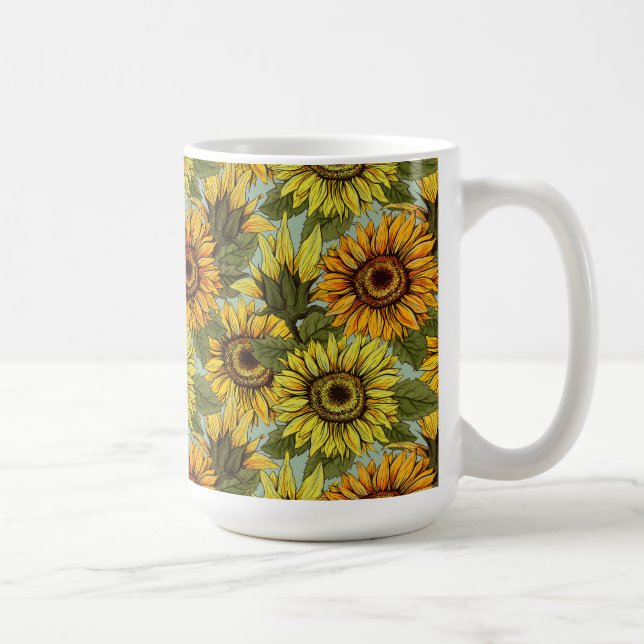 Mug Fleurs de soleil sur Sage Arrière - plan Foliage O (Droite)