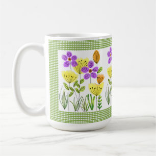 Mug Fleurs de style Ferme avec En vichy vert