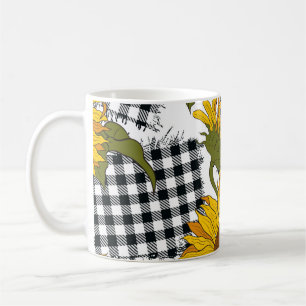Mug Fleurs de tournesol lumineuses sur à damiers parce