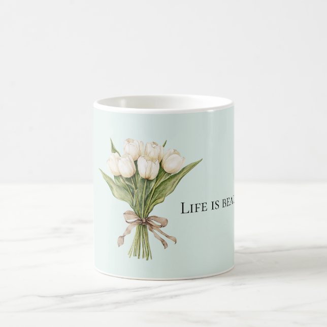 Mug Fleurs de tulipe blanche menthe (Centre)