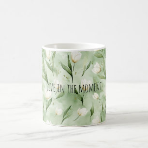 Mug Fleurs de tulipes blanches vertes