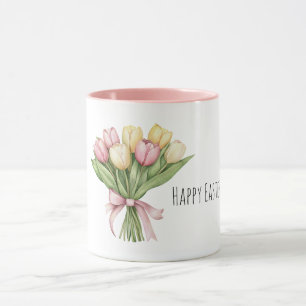 Mug Fleurs de tulipes jaunes roses de Pâques