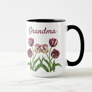 Mug Fleurs de Tulipes Marron avec Nom