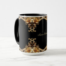 Mug Fleurs Décoratives Dorées