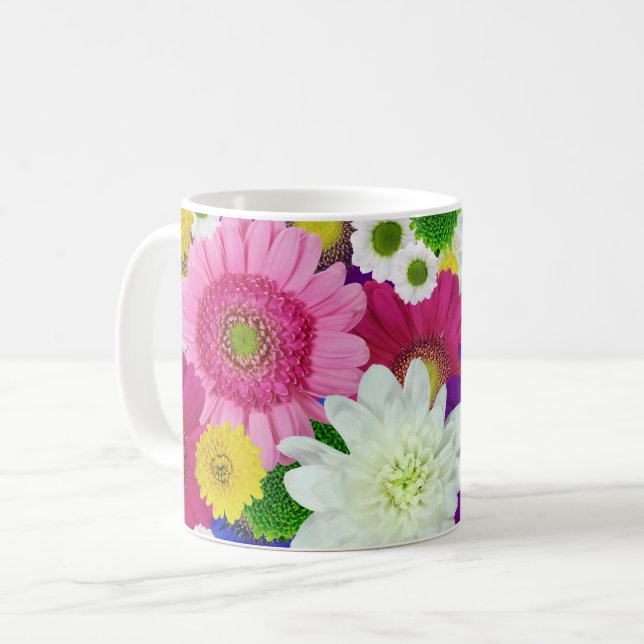 Mug Fleurs d'été, marguerites colorées, (Devant gauche)