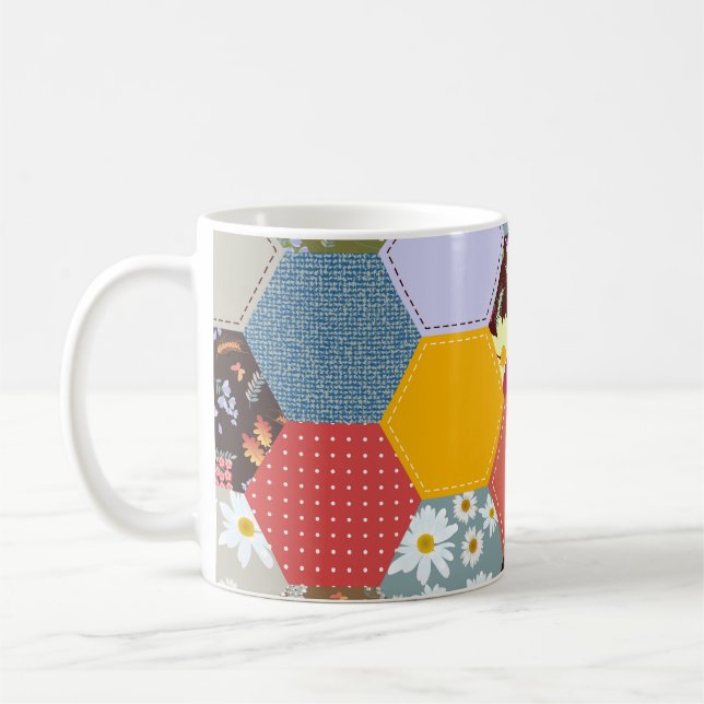 Mug Fleurs d'hexagone colorées Design de revêtement (Gauche)