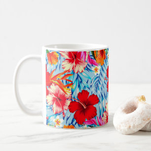Mug fleurs d'hibiscus bleu tropical 