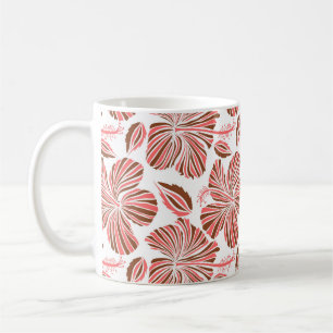 Mug Fleurs d'hibiscus hawaïens : style tropical brun.