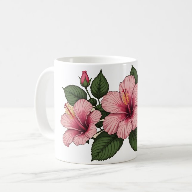 Mug Fleurs d'hibiscus rose (Devant gauche)