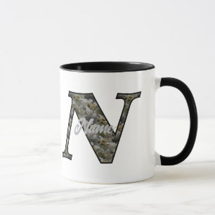 Mug Fleurs d'hydrangea à initiale de monogramme N Pers