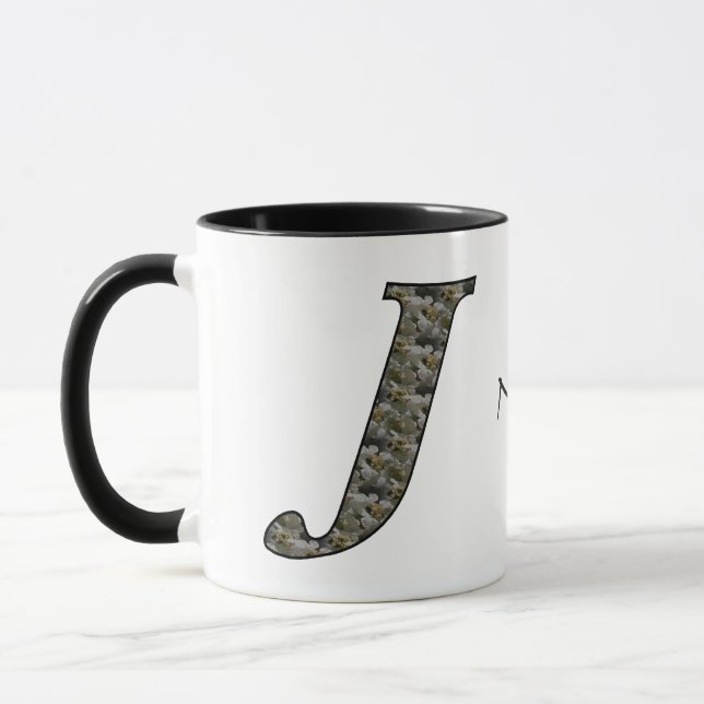 Mug Fleurs d'hydrangea personnalisées avec initiale de (Gauche)