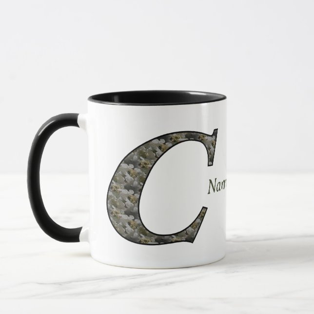 Mug Fleurs d'hydrangea personnalisées avec initiale de (Gauche)