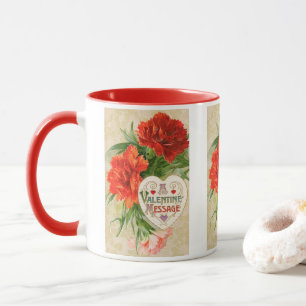 Mug Fleurs d'œillet, Message de la Saint-Valentin Vint