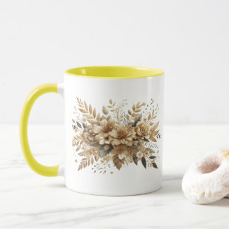 Mug fleurs dorées