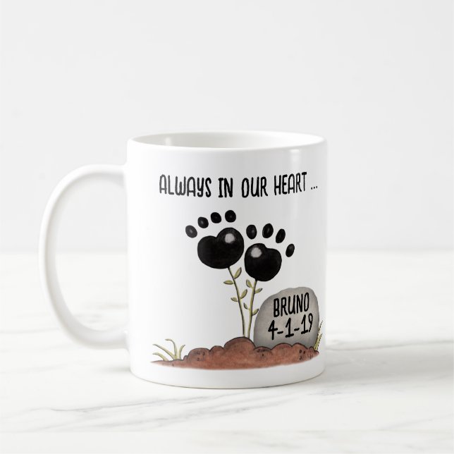 Mug Fleurs Empreintes de pattes Mémoire Pet Perdre (Gauche)