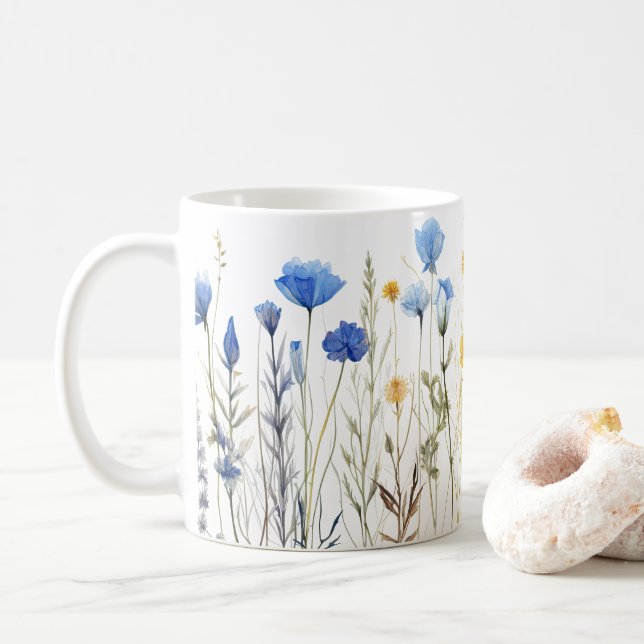 Mug Fleurs en lin verni à l'aquarelle (Avec donut)