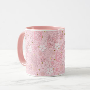 Mug Fleurs en papier rose