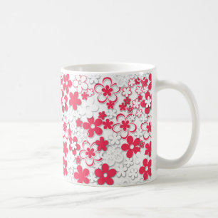 Mug Fleurs en papier rouges et blanches
