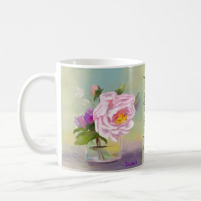 Mug Fleurs en verre Écriture d'encouragement JW (Gauche)