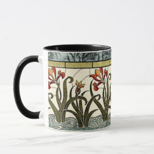 Mug Fleurs en verre tendu avec bordure en tan