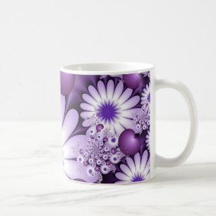 Mug Fleurs et cœurs abstraits de l'amour fractal