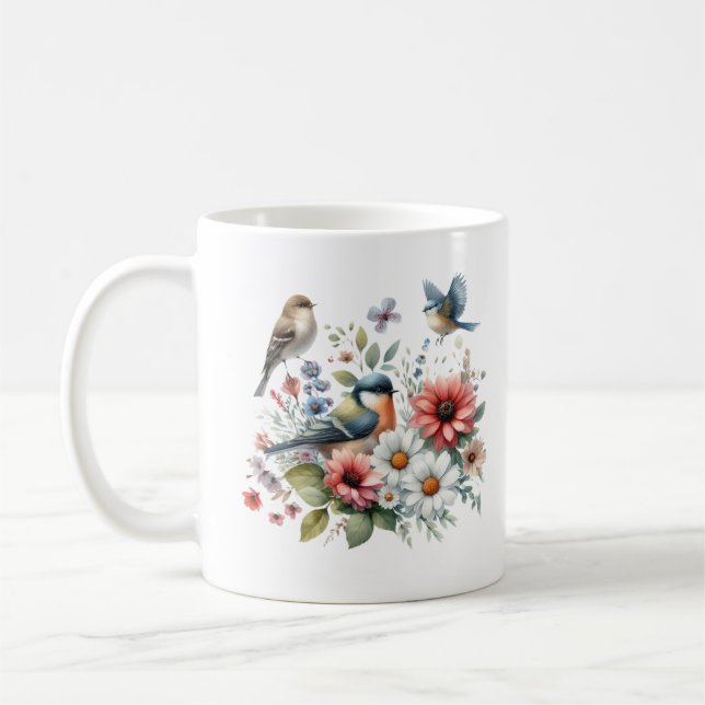 Mug Fleurs Et Oiseaux (Gauche)