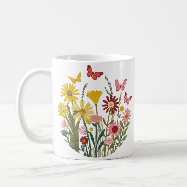 Mug Fleurs et papillons (Gauche)